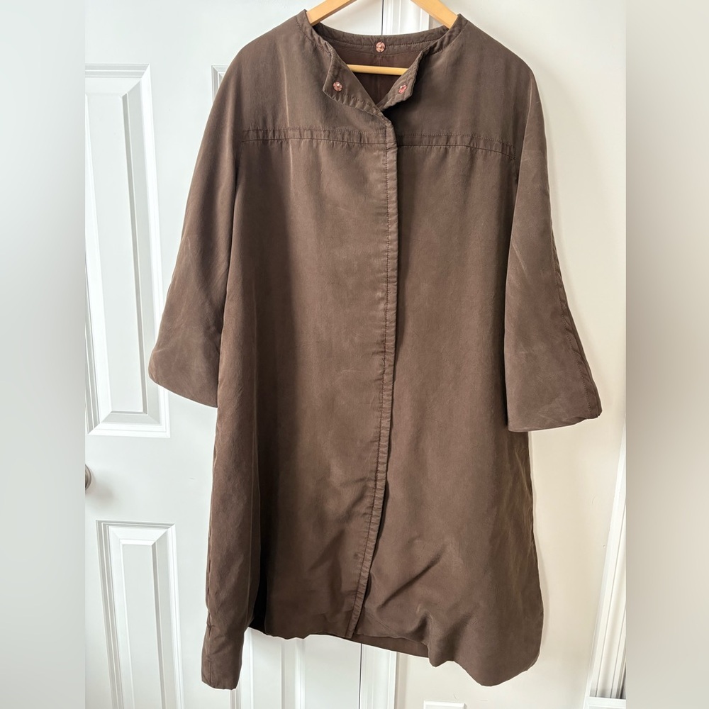 Vintage Hand Made Brown Silk Retro Trench Coat